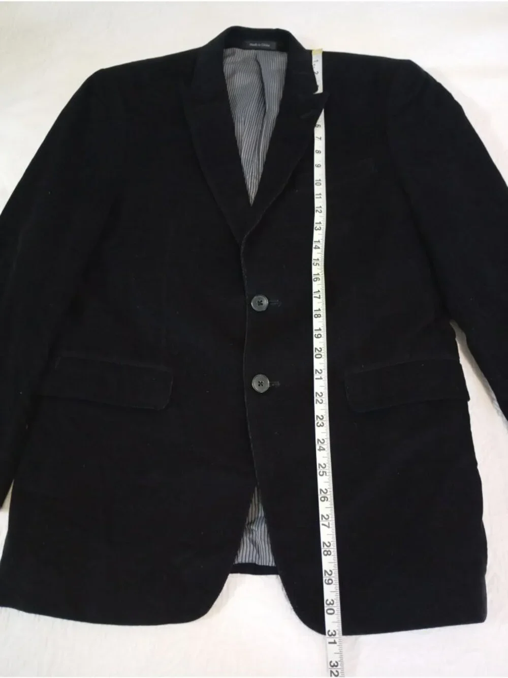 Calvin Klein Black Corduroy Blazer 36R Notch Lapel Fully Lined 100% Cotton Mens